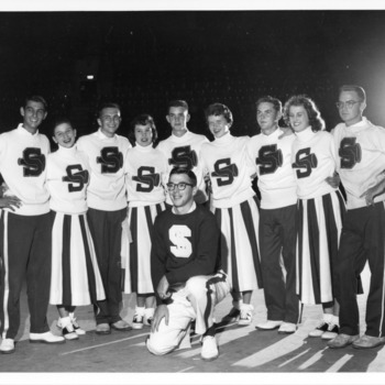 North Carolina State College chearleaders, September 22, 1955