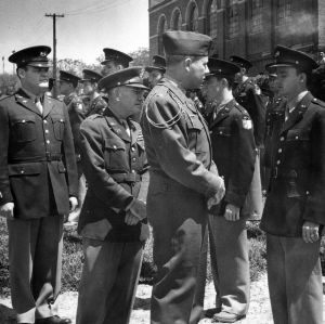 Samuel A. Gibson inspecting cadets