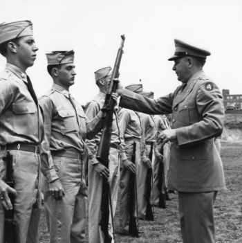 ROTC cadets at inspection