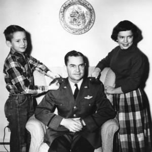 Colonel Ernest H. Beverly, with son, Maclyn, and daughter, Mary Jo
