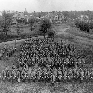 Battalion of North Carolina College of Agriculture and Mechanic Arts military cadets near Hillsborough Street, Raleigh