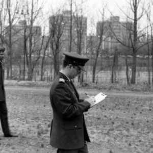 Officers inspecting cadets
