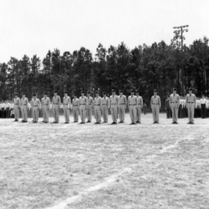 ROTC officers and cadets standing at attention