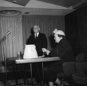 Frank Porter Graham and Mrs. L. P. Pate at United Nations seminar