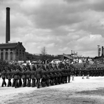 Military cadets marching in formation