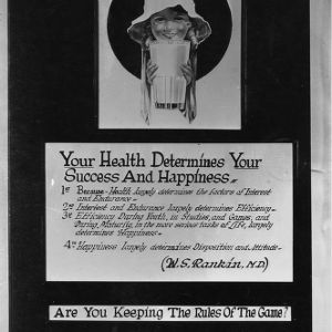 Panel promoting health, display reads "Your Health Determines Your Success and Happiness"