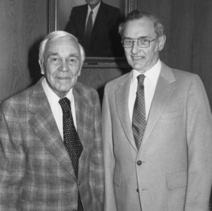 Dr. Alfred J. Stamm and Professor Roger G. Hitchings at Reuben B. Robertson Professor reception