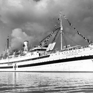 U.S. Army Hospital Ship Larkspur, the entire cost of which -- $4 million -- was underwritten by war bond subscriptions from the North Carolina Federation of Home Demonstration Clubs and the North Carolina Nurses Association.