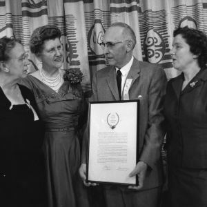 Dr. C. Horace Hamilton receiving O. Max Gardner Award
