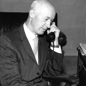 Norval W. Conner on telephone