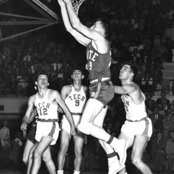 NC State College player Warren Cartier in game against Georgia Tech in Dixie Classic basketball tournament game at Reynolds Coliseum
