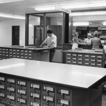D. H. Hill Jr. Library interior, documents catalog, North Carolina State University, July 1972.