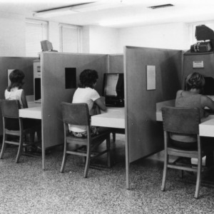 Students using microforms readers, D. H. Hill Jr. Library
