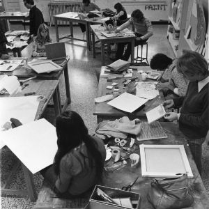 Students in classroom at North Carolina State University College of Design.