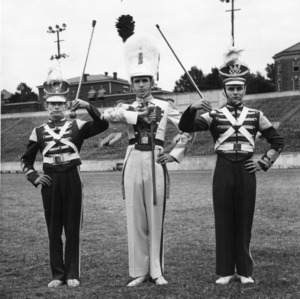 Three North Carolina State College drum majors
