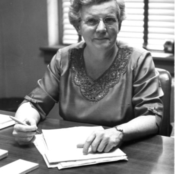 Gertrude Cox at desk