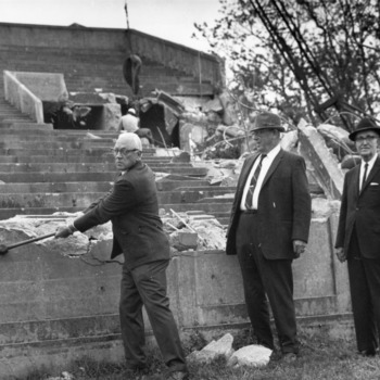 Famed figures from Riddick Stadium's colorful past at ceremony marking the end of the 50-year-old structure