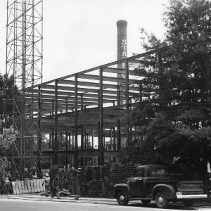 The Engineering Laboratories Building now under construction, is located south of Daniels Hall, between the power plant, the laundry, and the Zoology Building.
