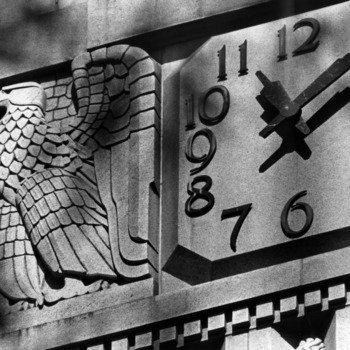Memorial Bell Tower, close-up of clock