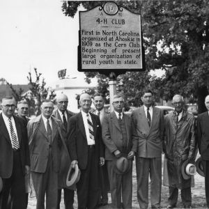 Members of first officially recognized North Carolina Corn Club present at the dedication of an historical marker commemorating their pioneering work