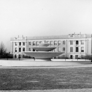 Polk Hall, with the fountain in the foreground