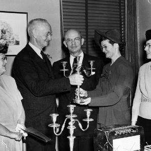 T. E. Browne, his wife, and others at his retirement party