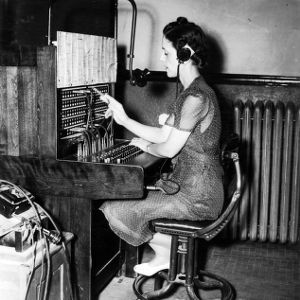 Mrs. Allen L. Baker, chief telephone operator at North Carolina State College