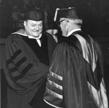 Charles S. Mitchell, N. C. State alumni and Citgo chairman of the board, receiving an honorary degree at 1966 graduation
