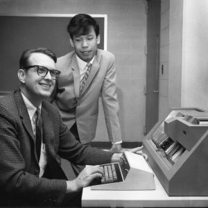 Donald L. Dean and student at computer