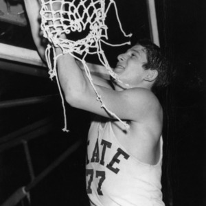 N.C. State's Sammy Ranzino cutting the basketball net
