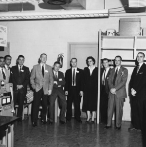 Group portrait of students and faculty in the Quality Control program at North Carolina State College School of Textiles, 1954.