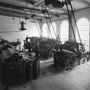 Card room, showing cards and drawing frames, Textile School, North Carolina State College, Raleigh, N.C.