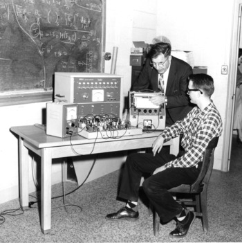 James Wallace and Dr. John Cell with Donner Analog Computer