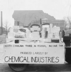 North Carolina third in federal income tax produced largely by chemical industries float, 193-?