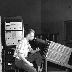 Lab work in Department of Physics - photography oscilloscopes patterns, 1950s