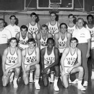 1970-1971 N. C. State basketball starting team with coaches