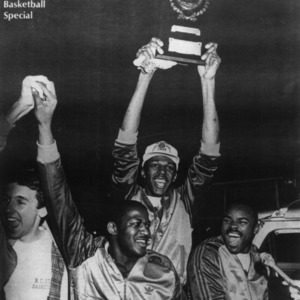 Cover of Technician -- four basketball players celebrating at the 1983 ACC Championship