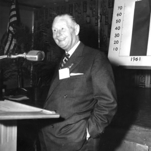 Everett Case Speaking at a NC State Alumni Association fundraising campaign, 1962.