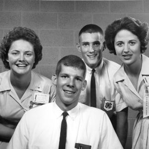 New North Carolina State 4-H Council officers of 1964, Beth Hurdle, Bob Shipley, C. J. Reynolds, and Mary Thomas