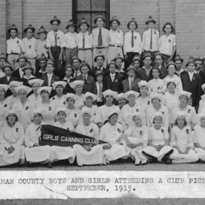 Durham County boys and girls attending a club picnic, September 1915