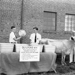 Guilford County team winners of 1940 dairy production demonstration contest, North Carolina State 4-H Short Course, North Carolina State College