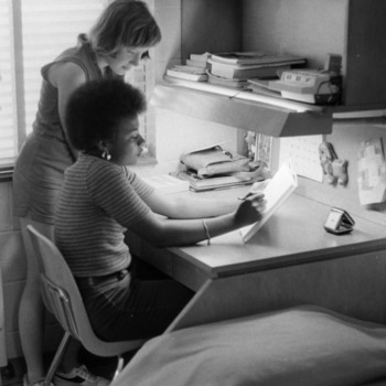 Metcalf Hall residents study in their room