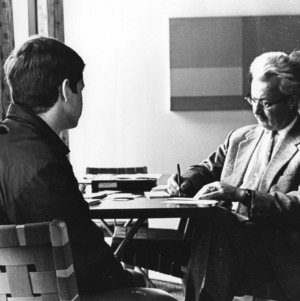 Dean Henry L. Kamphoefner with student