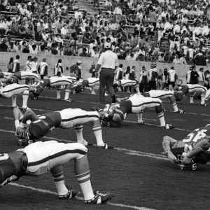 N. C. State football team warming up before a game