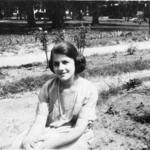 Mary Blake of Willard, North Carolina sitting outside