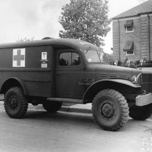 An ambulance presented to the United States Army Medical Department on July 3, 1943, in honor of former 4-H club members serving in the armed forces