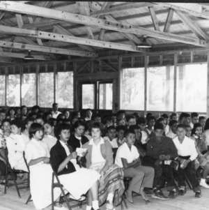 Robeson County 4-H Club members at Millstone 4-H Camp, 1954