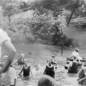 4-H club members swimming at the Guilford-Rockingham Encampment at Camp Hicone