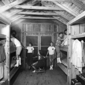 4-H club members in bunkhouse at Millstone 4-H Camp
