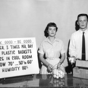 4-H club team demonstration winners in poultry marketing, Patsy Harris and David Morton of Stanly County, North Carolina, 1958